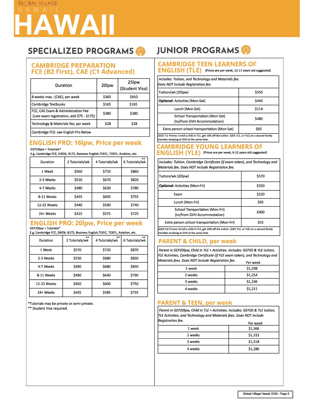 グローバルビレッジ授業料